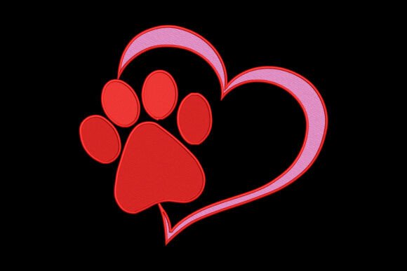 Pink Heart Paw Print