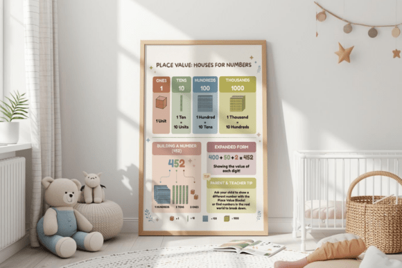 Place Value Houses Math Poster for Kids