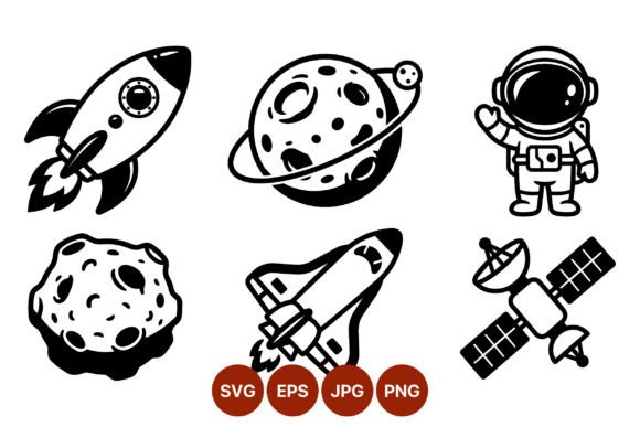 Space Rocket Moon Astronaut Vector