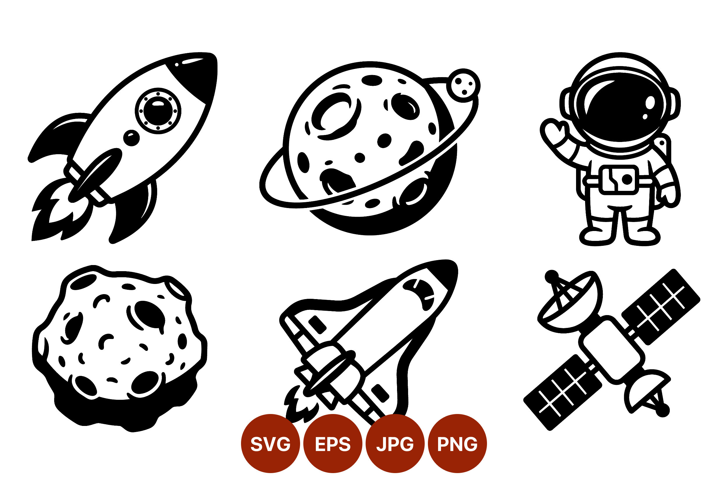 Space Rocket Moon Astronaut Vector