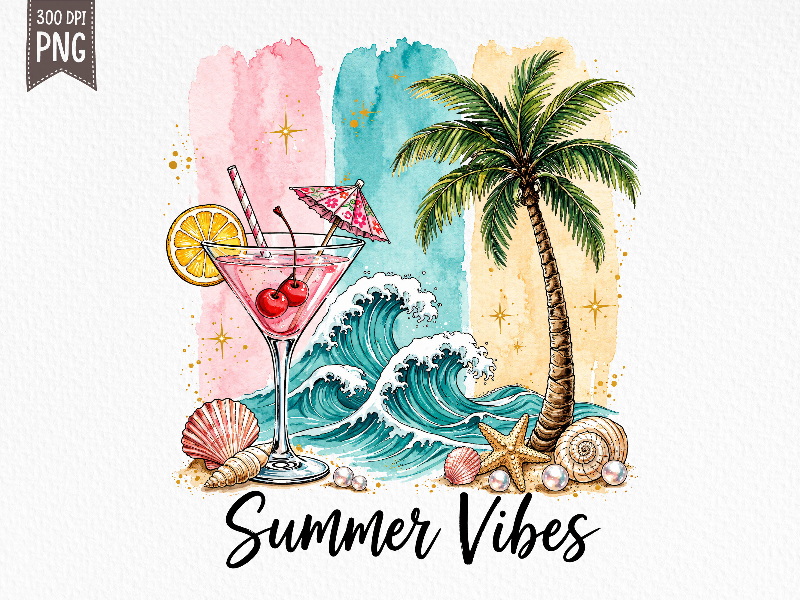 Summer Vibes Tropical Beach Design PNG Graphic by SR Design · Creative ...