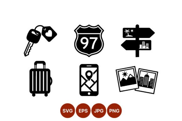Travel Icons Black White Vector Graphic by DesignVectx · Creative Fabrica