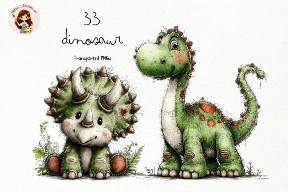 Whimsical Dinosaur PNG Clipart Illustration Illustrations Imprimables Par Nicolle's Colorful Art