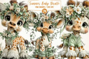 Whimsical Summer Baby Giraffe Clipart Graphic by Breezy.Lane · Creative ...