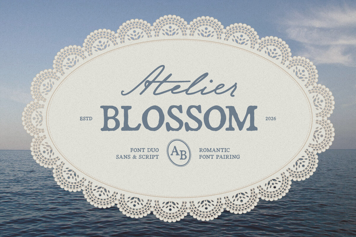 Atelier Blossom preview, floral brush script