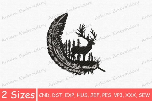 Buck Forest Deer Feather Scene