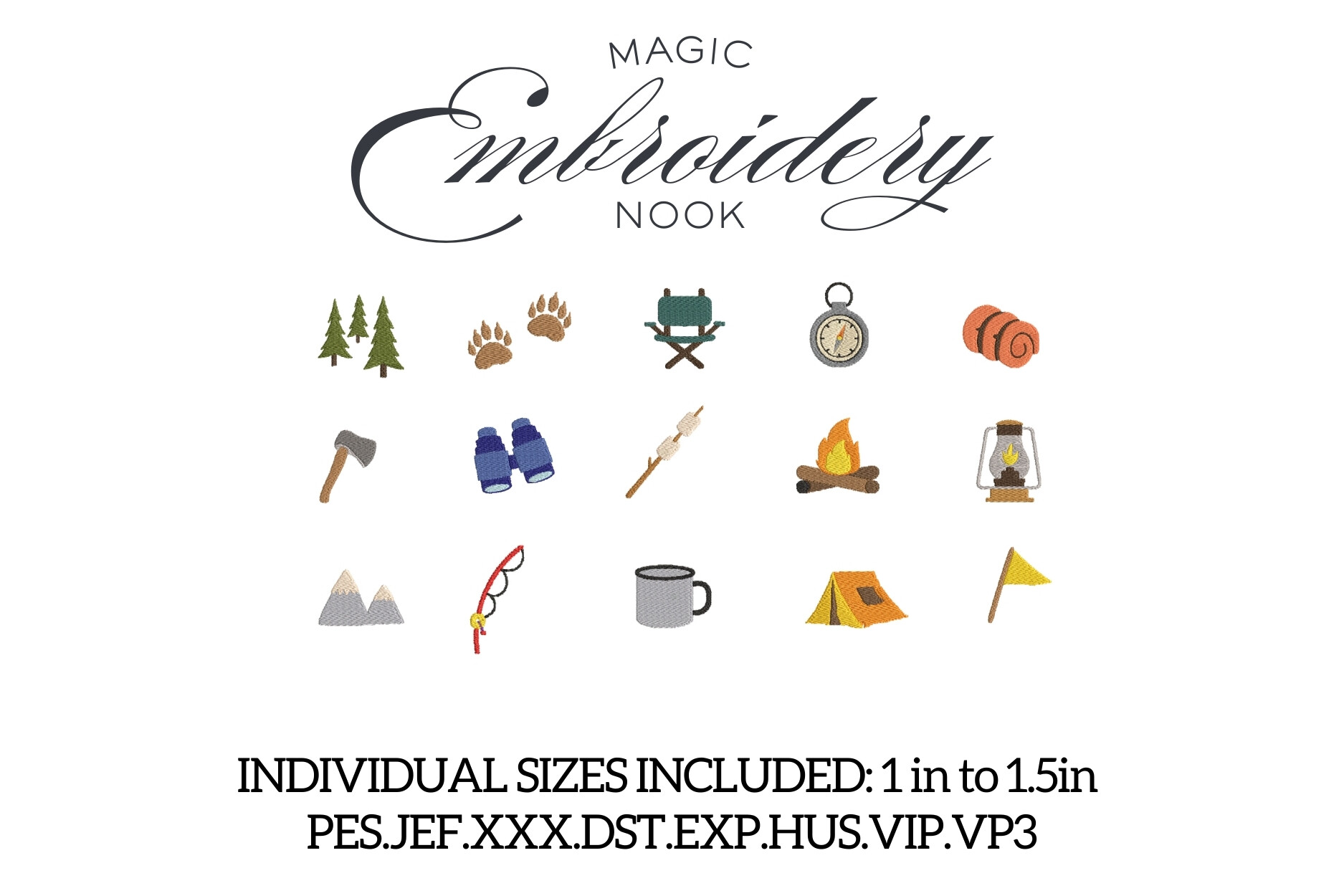 Camping Mini Embroidery X 18 Designs