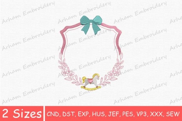 Cute Rocking Horse Floral Bow Frame