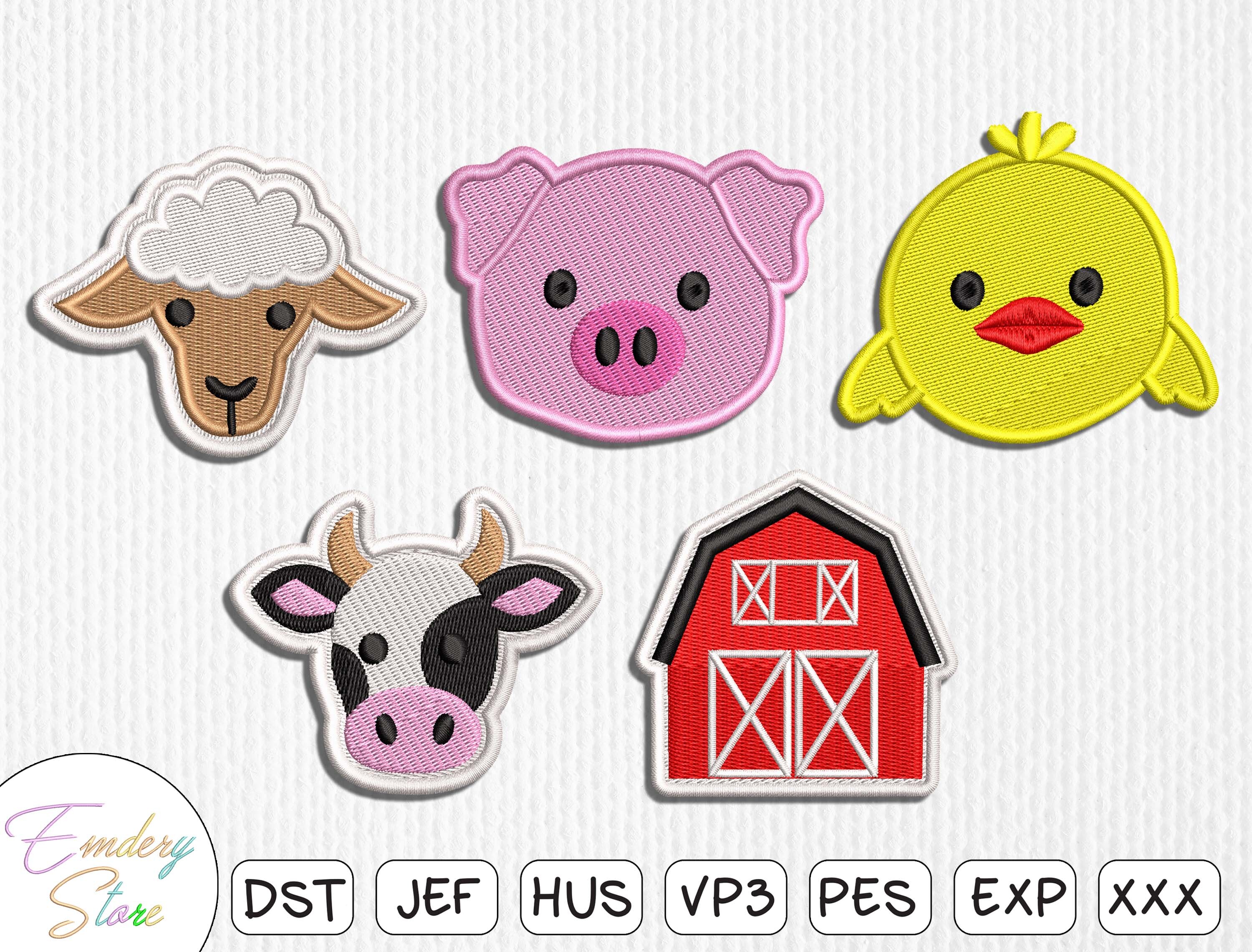 Farm Animals Patch Embroidery Design