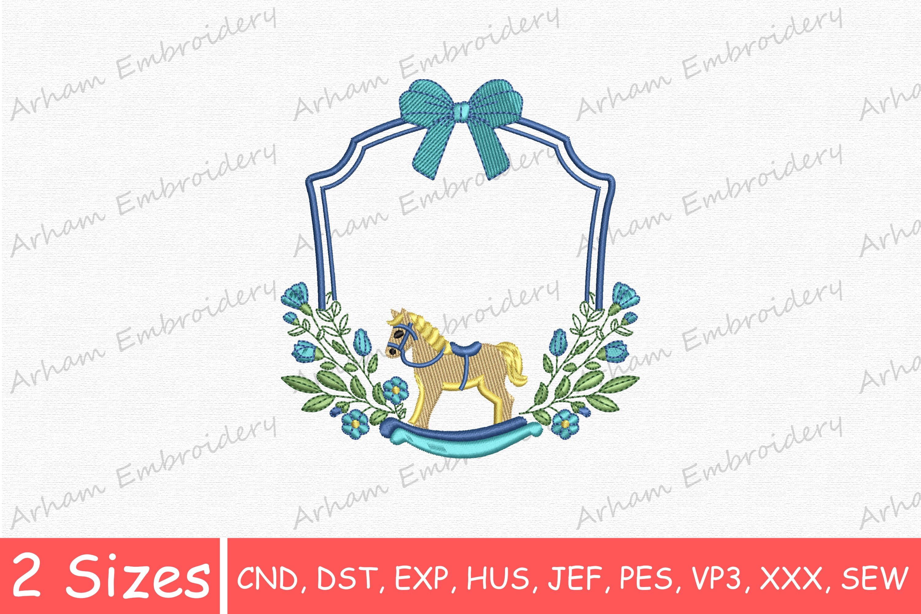 Floral Rocking Horse Monogram with Bow