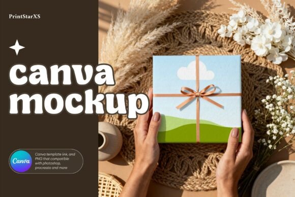Gift Box Mockup Canva Mockup for Pattern