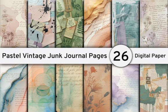 Pastel Vintage Junk Journal Backgrounds Graphic by Designs_Studio4 ...
