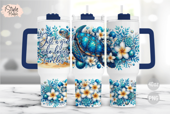 Sea Turtle Plumeria 40oz Tumbler Wrap