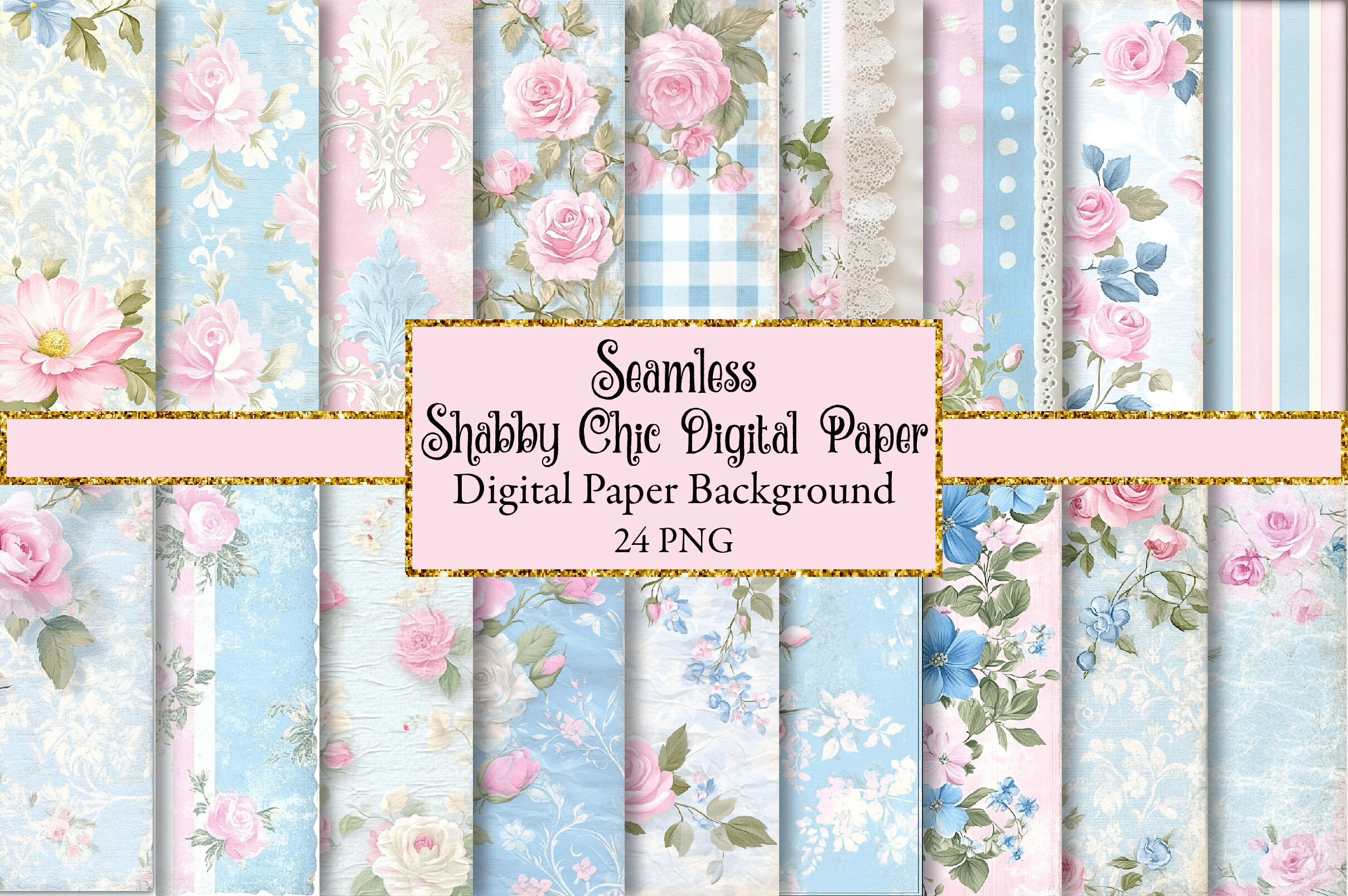 Shabby Chic Digital Paper Graphic by Precision Patterns · Creative Fabrica
