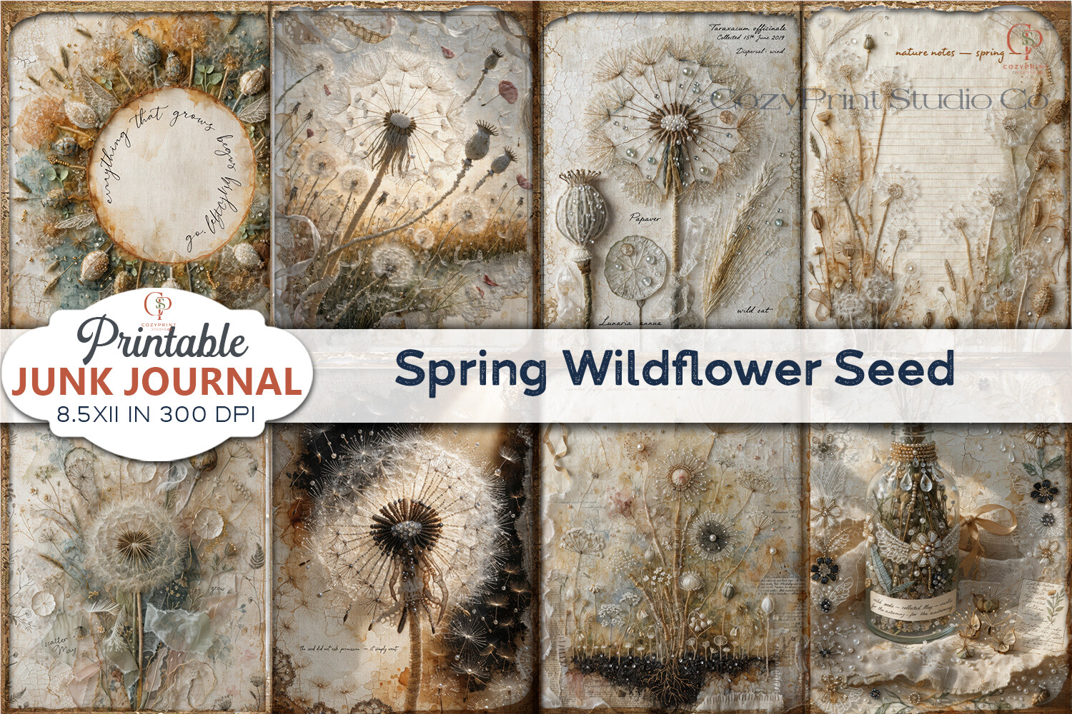 Spring Wildflower Seed Junk Journal Page Graphic by CozyPrint Studio Co ...