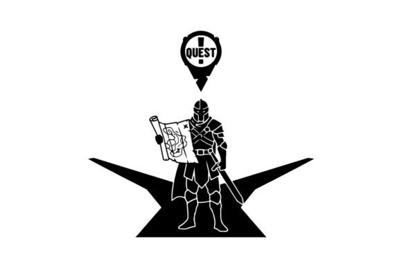 Futuristic Knight Holding Quest Map Vect
