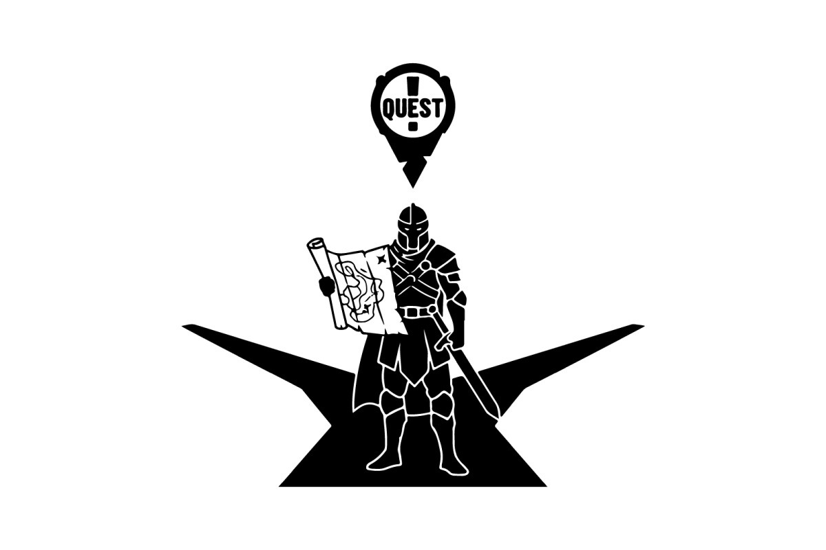 Futuristic Knight Holding Quest Map Vect