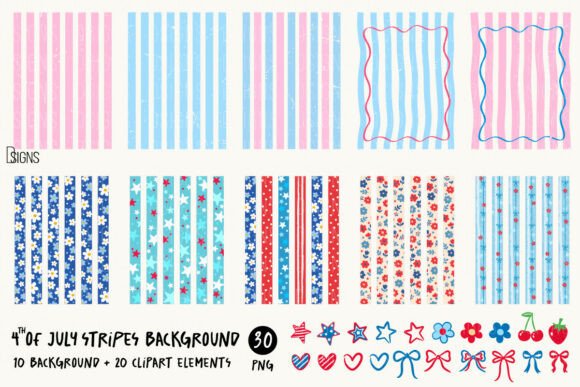 4th of July Stripes Background Bundle Graphic Illustrations By DSIGNS