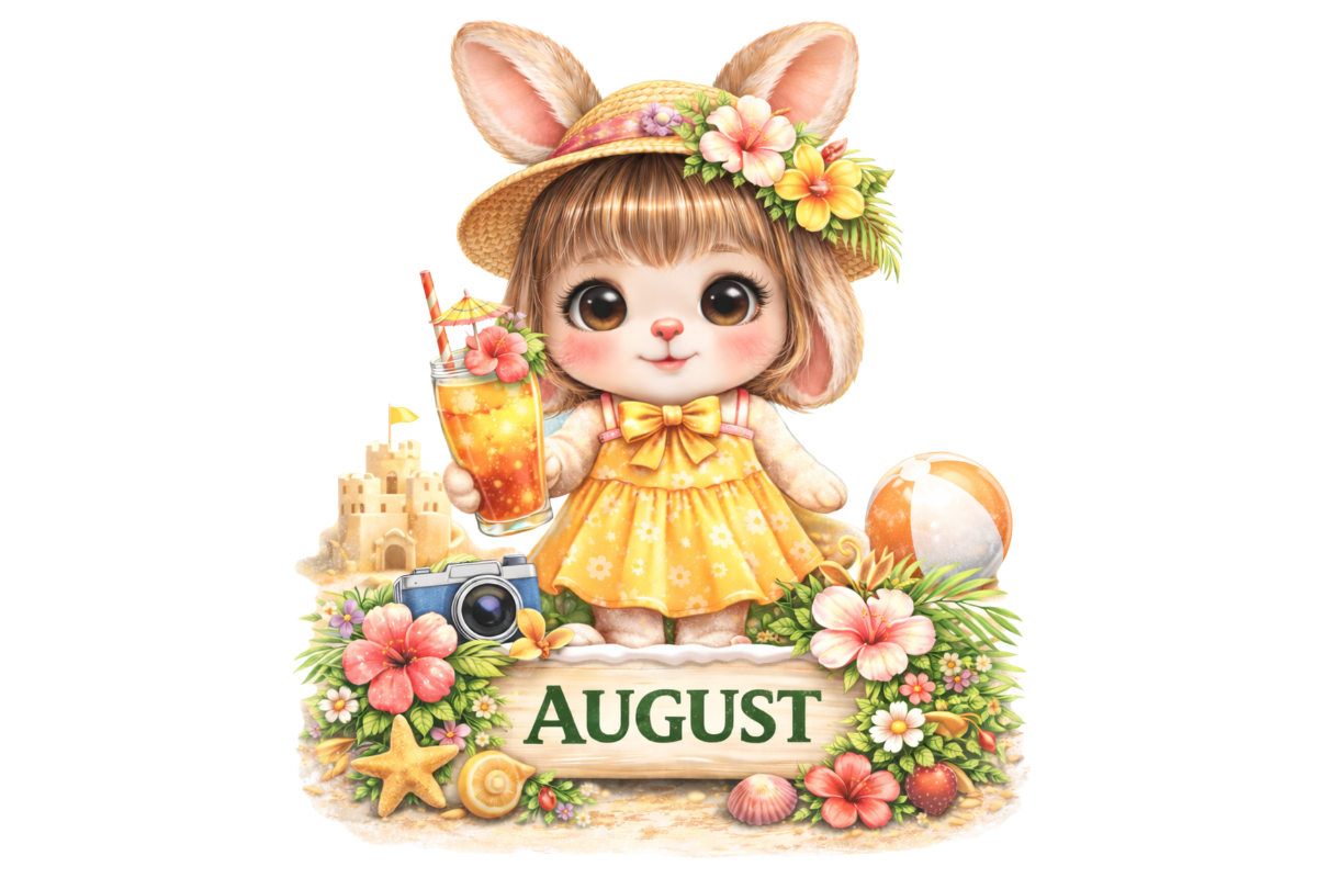Rabbit Rabbit Rabbit August August Summer Bunny Clipart Graphic by SnapBloomCo · Creative Fabrica