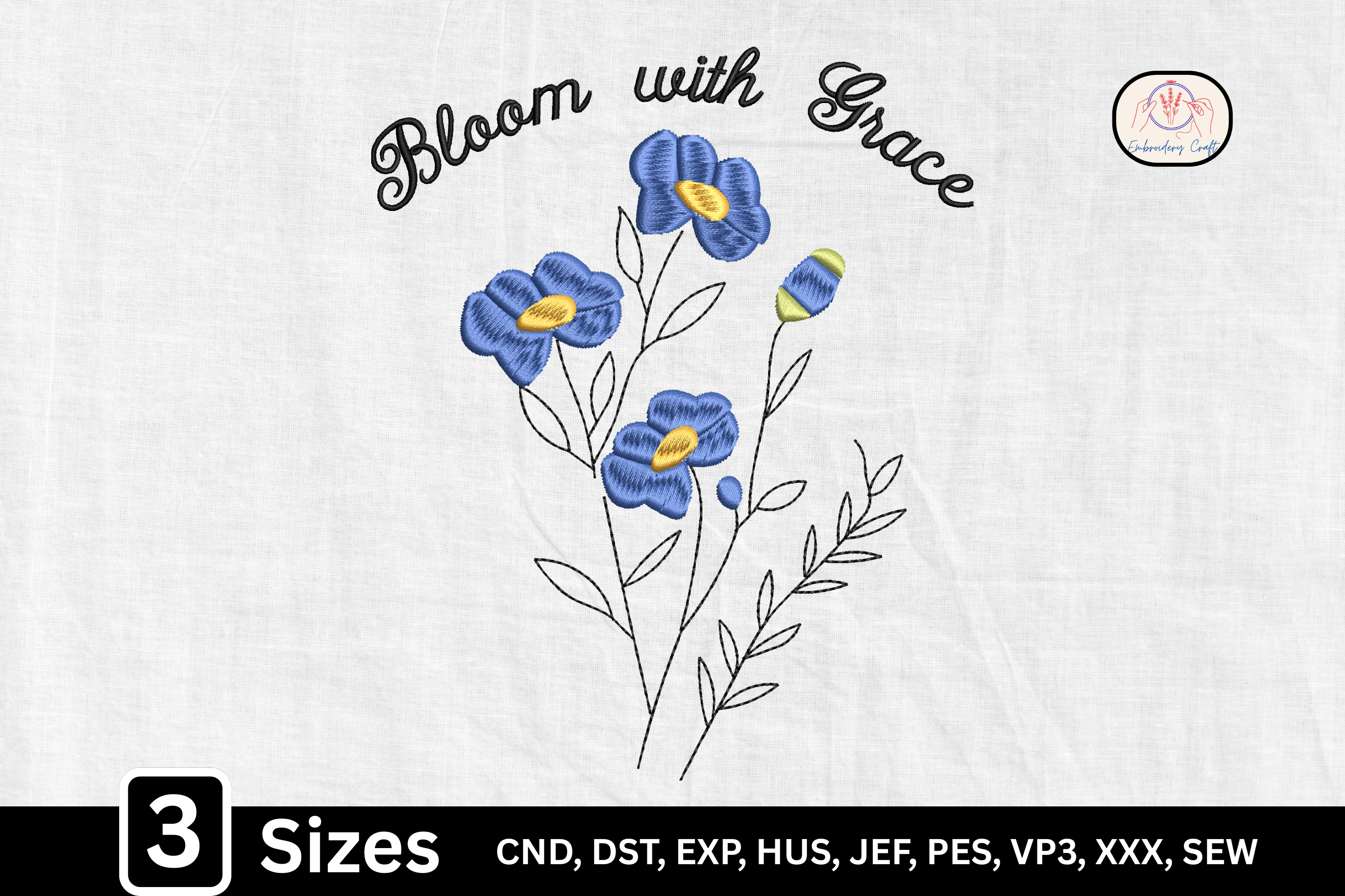 Blue Floral Quote Inspirational