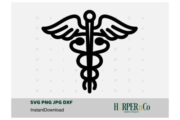 Caduceus Symbol with Snakes and Wings Graphic by HarperNCo · Creative ...