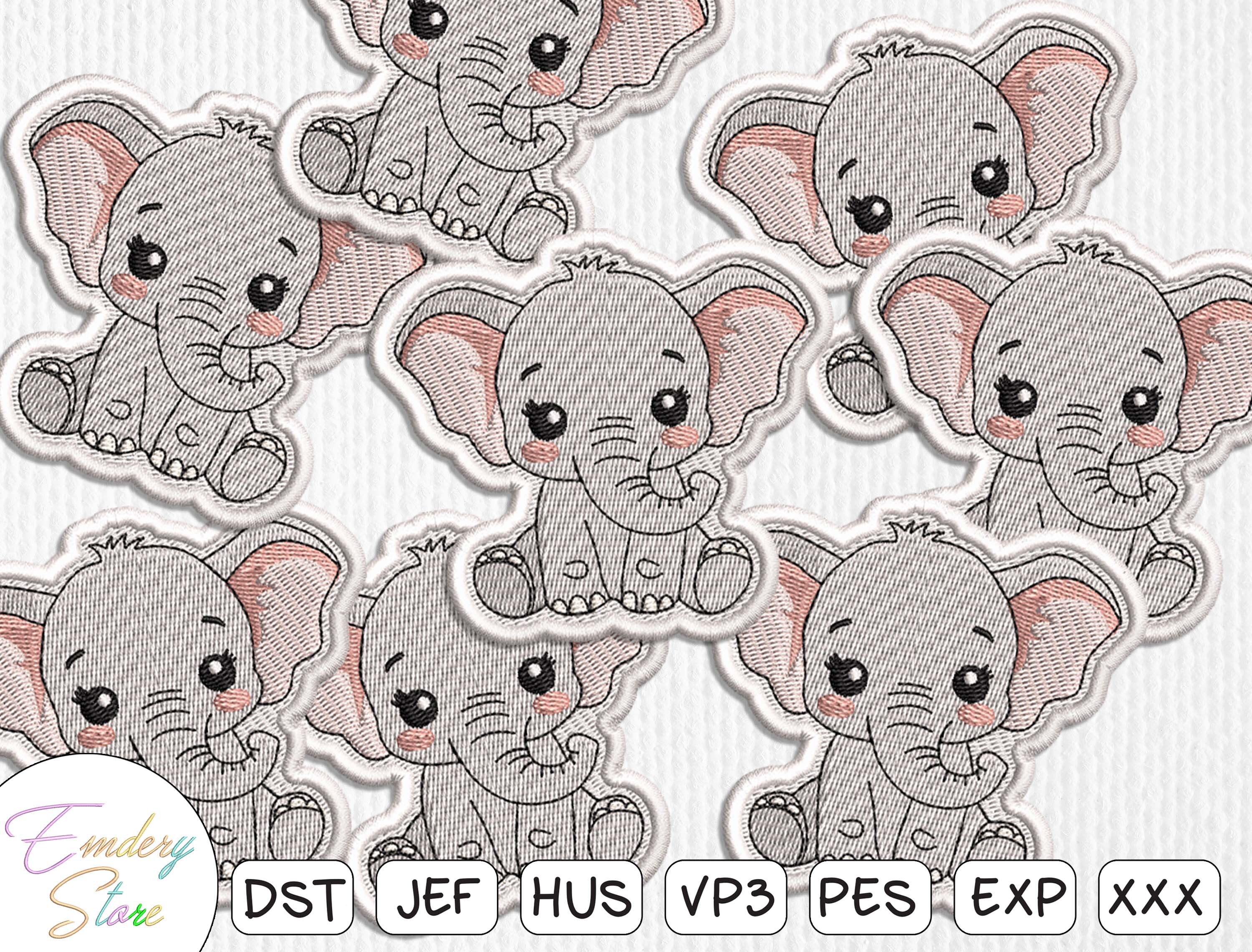 Cute Baby Elephant Embroidery Design