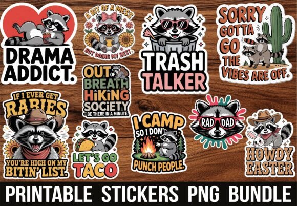 Cute Funny Raccoon Trash Addict Stickers