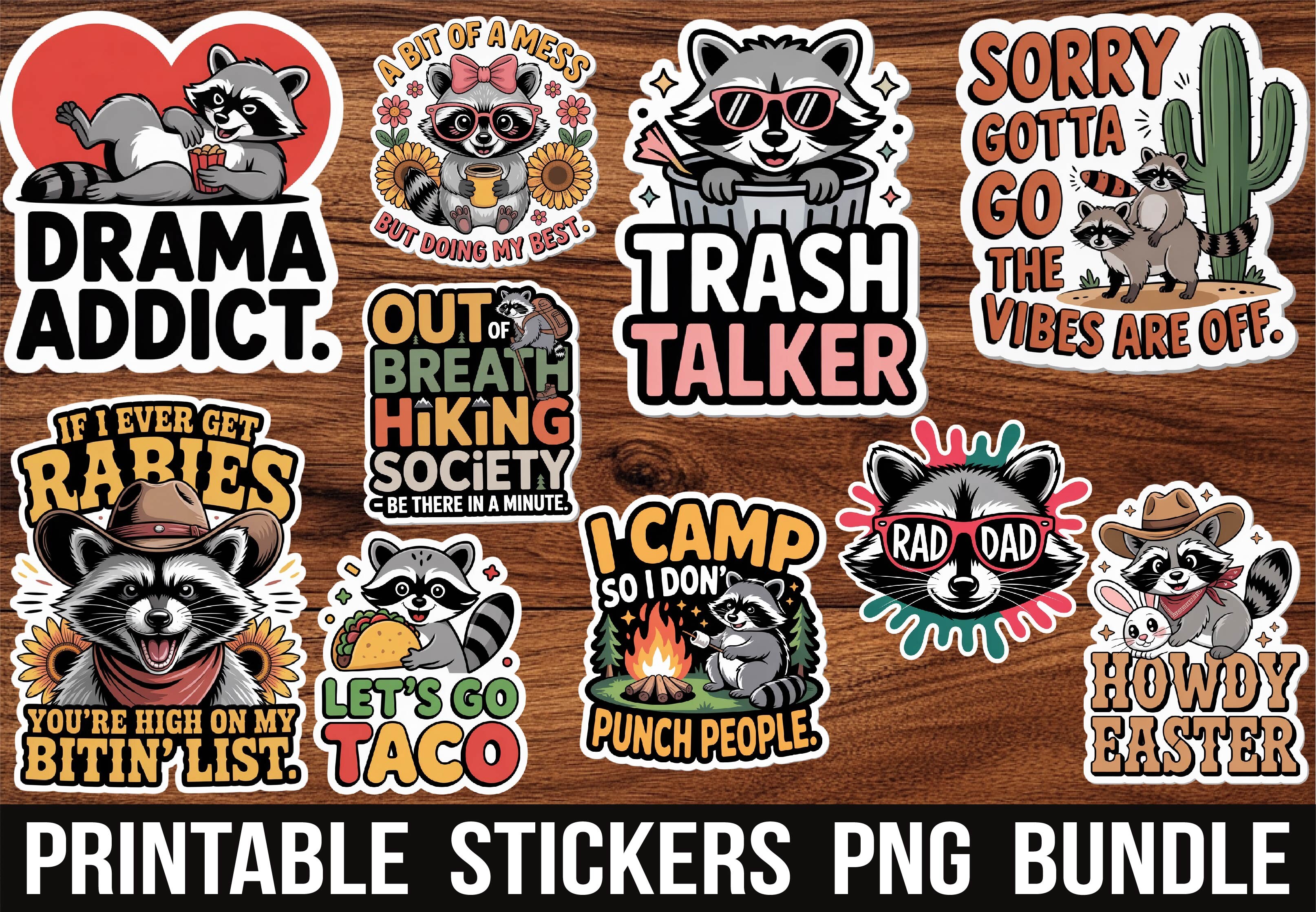 Cute Funny Raccoon Trash Addict Stickers