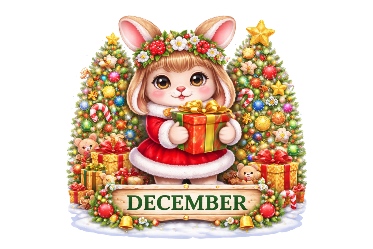December Christmas Bunny Clipart PNG Graphic by SnapBloomCo · Creative ...