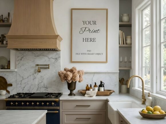 Luxury Marble Kitchen Square Frame Graphic Frames & Posters By Mockups Of Imaginations