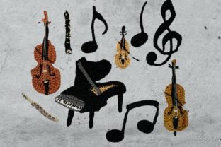 Crocheted Instruments Music Music Instrument Crochet Applique Pattern Graphic by Homeartist ...