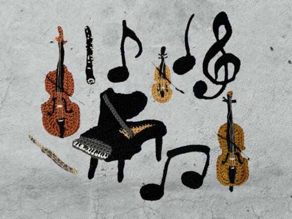 Music Instrument Crochet Applique Pattern