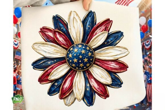 Patriotic Daisy PNG, Floral 4th of July Graphic T-shirt Designs By OrinDesign