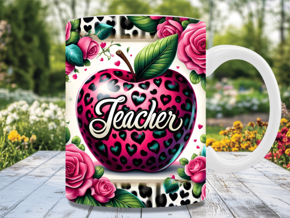 Pink Leopard Heart Teacher Gift Mug Wrap