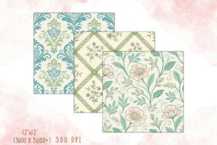 Sage Green Vintage Floral Digital Paper Graphic by Craftfiles-SVG ...