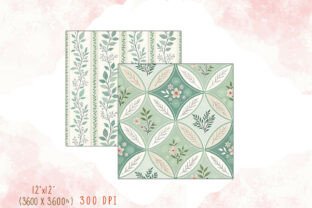 Sage Green Vintage Floral Digital Paper Graphic by Craftfiles-SVG ...