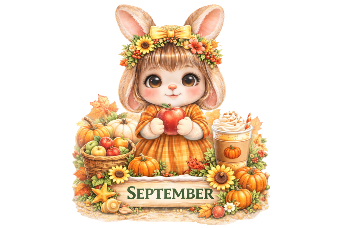 September Rabbot Rabbot September Autumn Bunny Clipart Graphic by SnapBloomCo · Creative Fabrica