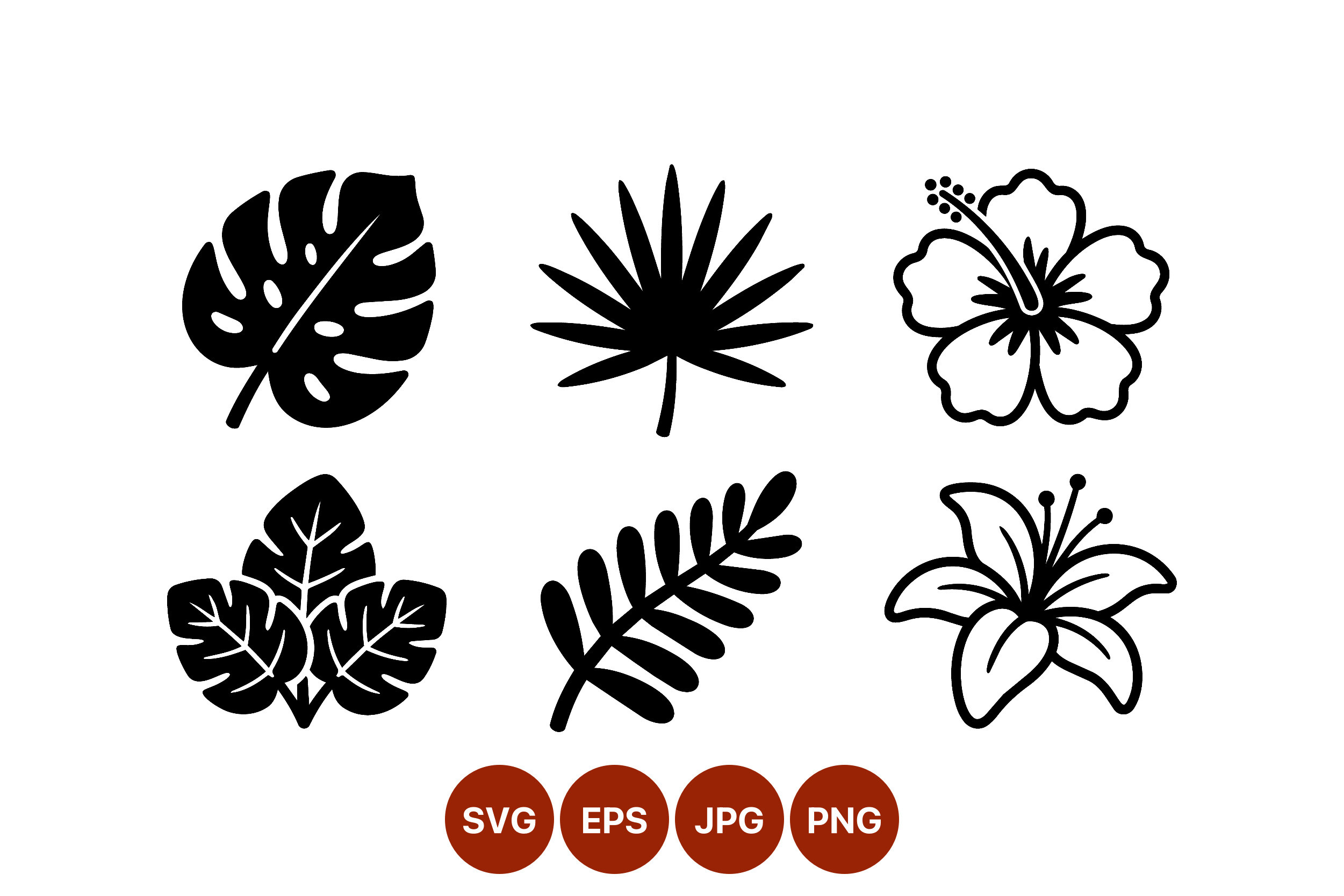 Tropical Leaf and Flower Vector Icons Graphic by DesignVectx · Creative ...