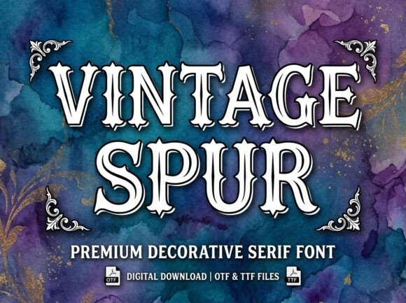 Preview specimen of Vintage Spur decorative font