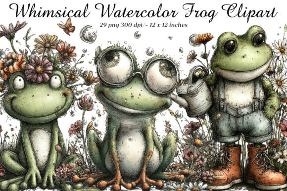 Whimsical Watercolor Frog Clipart Graphic by SinaCreation · Creative ...