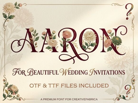 Preview specimen of Aaron decorative font