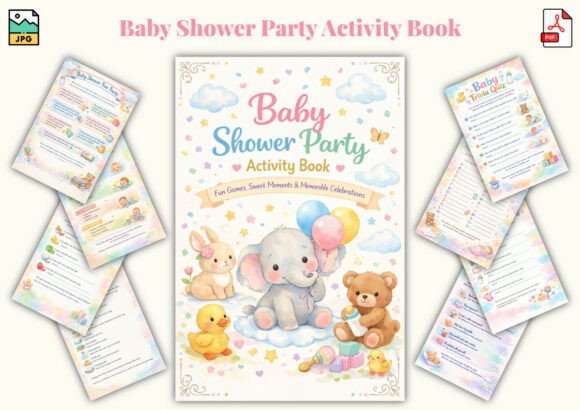 Baby Shower Party Activity Book