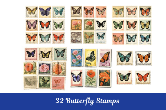 Butterfly Stamps Ephemera Stickers