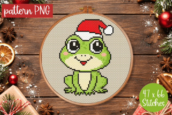 Christmas Frog Cross Stitch Pattern PDF