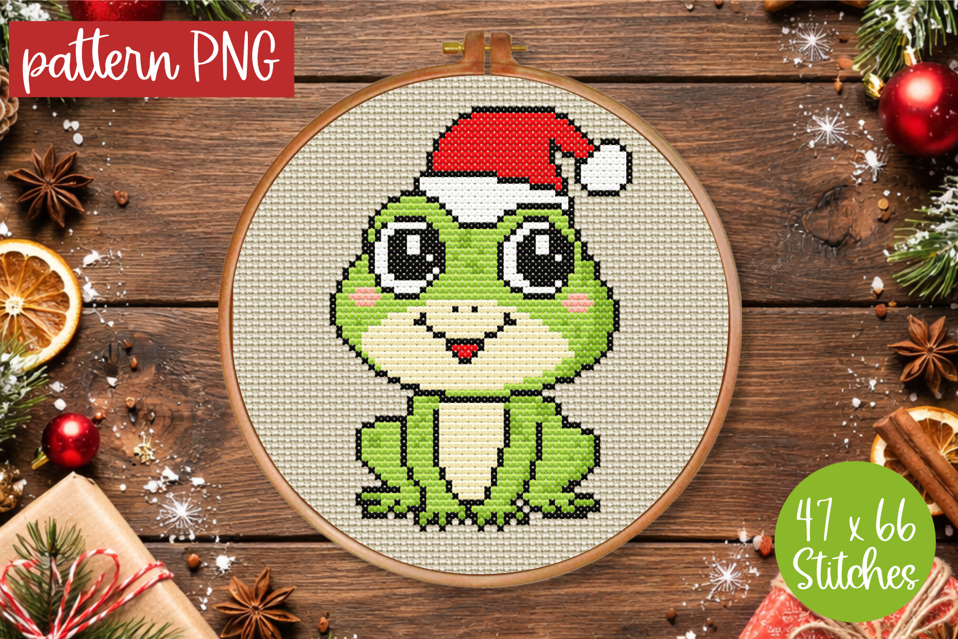 Christmas Frog Cross Stitch Pattern PDF