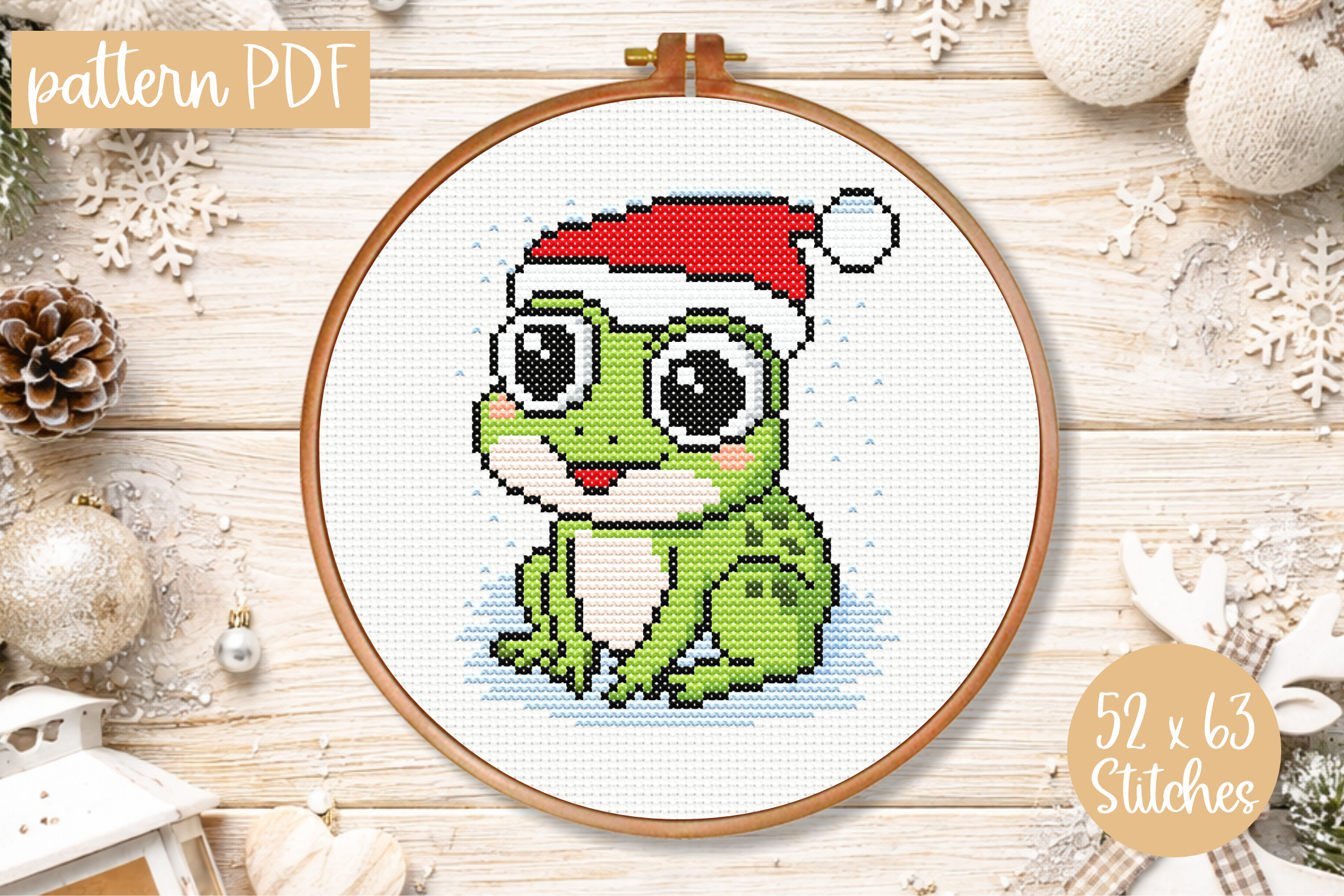 Christmas Frog Cross Stitch Pattern PDF