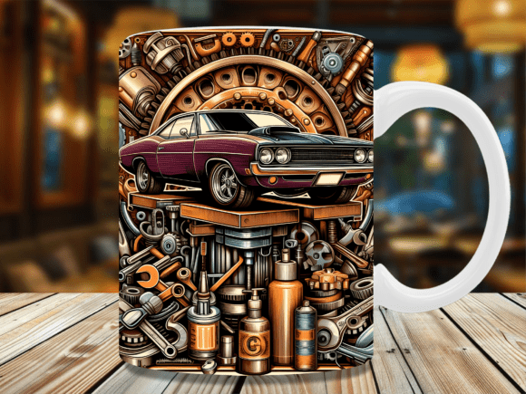 Classic Muscle Car Garage Mug Wrap