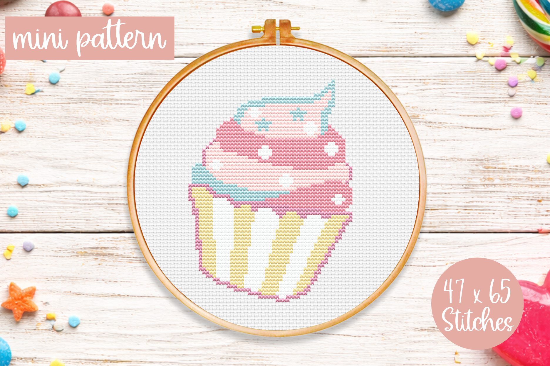 Cupcake Cross Stitch Pattern Sweets Mini