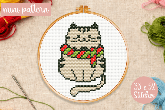 Cute Cat Cross Stitch Pattern Small PDF