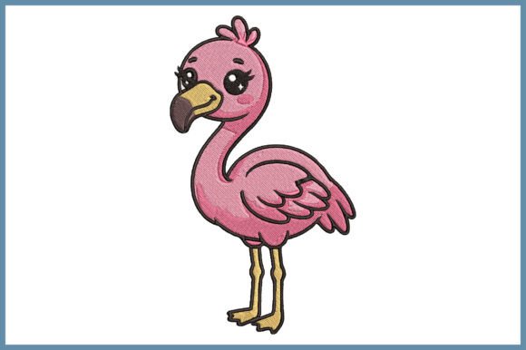 Cute Flamingo Embroidery Design